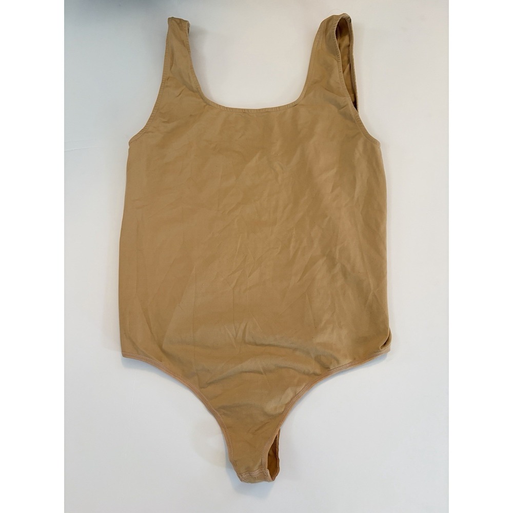 SKIMS‎ Scoop Neck Thong Bodysuit Nude Size L G Shapewear Stretch Control